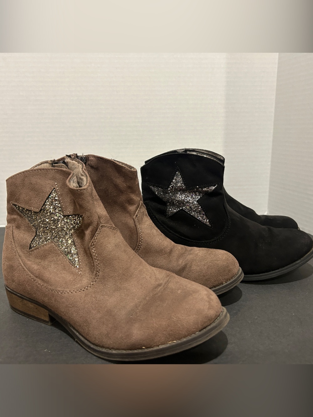 SO Kids Star Accent Ankle Boots - Two Pair Lot in Brown and Black- Girls Size 5